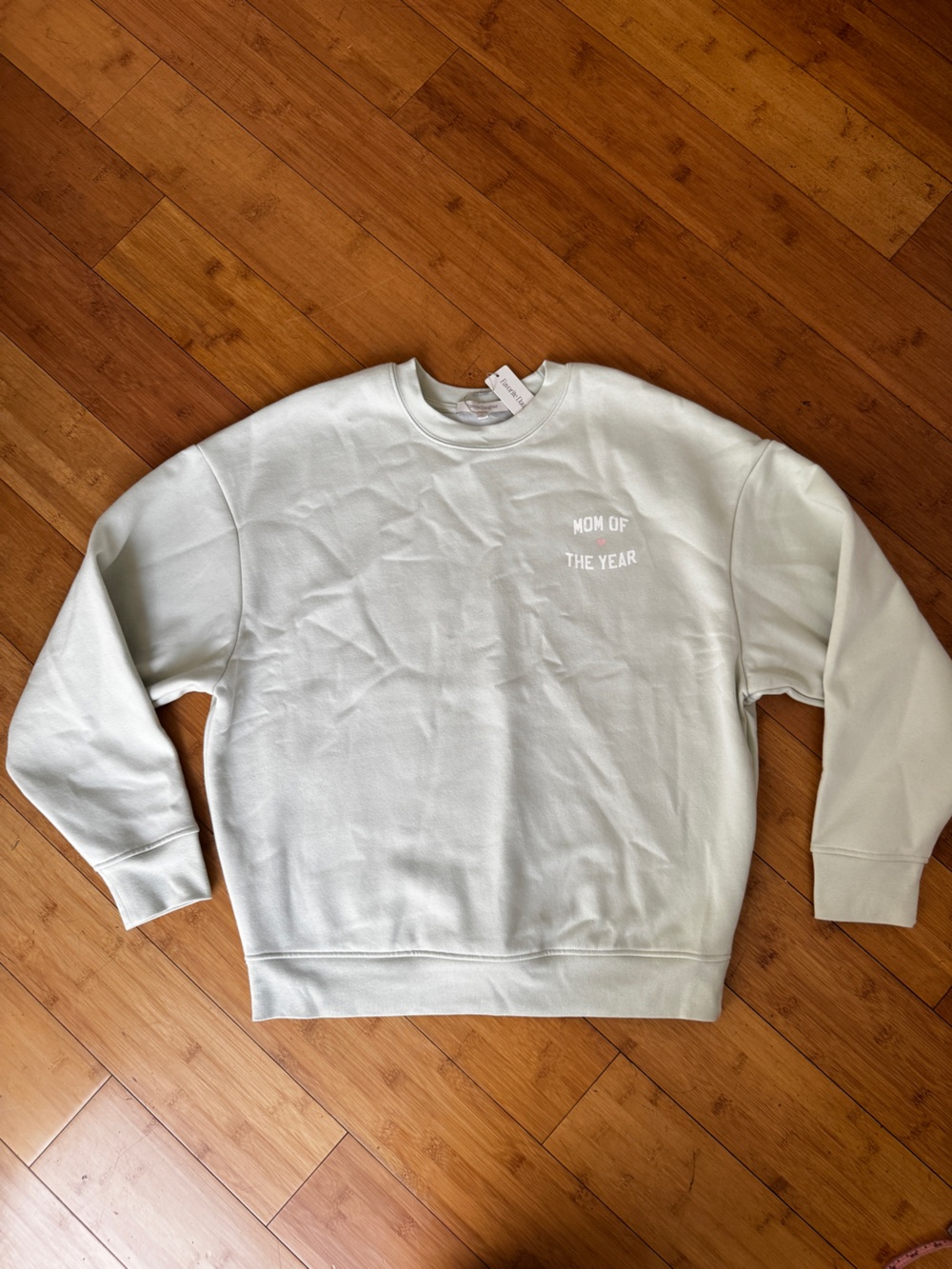 FAVORITE DAUGHTER sage green crew neck sweatshirt “mom of the year”